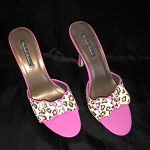 Michael Antonio Pink and Animal Print Heels 10